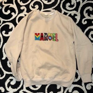 Marvel Multicolor Logo Beige Crewneck Sweatshirt